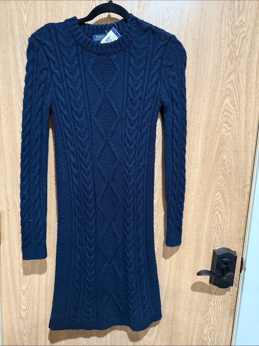 Polo by Ralph Lauren Navy Cable-Knit Crewneck Sweater Dress